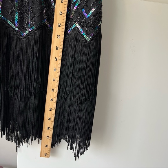 BABEYOND 1920s Flapper VNeck Sequin Beaded Roaring 20s Gatsby Fringe Party Dress - Picture 10 of 11